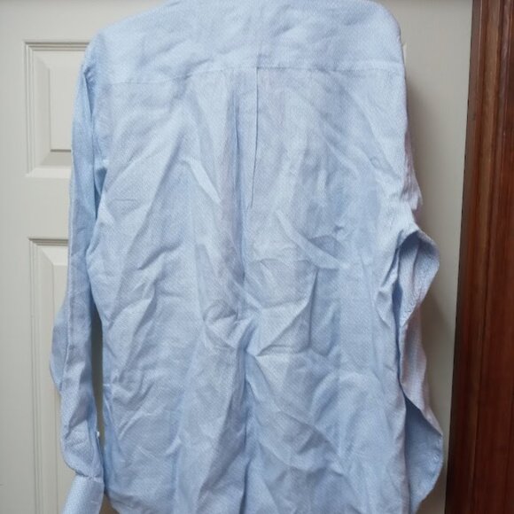 Peter Millar Shirt Mens Large Blue White Linen Crown Cool Geometric Long Sleeve - Picture 4 of 6